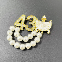 Broche en perles de plastique plaquées or de 8 mm avec lettres grecques en strass, organisation de la sororité PHILO 1943, pour cadeau de mariage