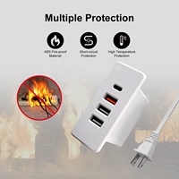 Blanc 20W Alimenté USB C Hub Socket Bureau Stikdase 4 Ports USB Table Encastré USB C Multiprise Prise avec Charge Rapide