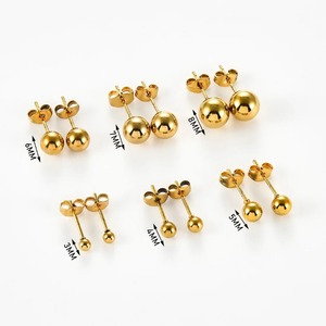Petites boucles d'oreilles en acier inoxydable, tailles 3/4/5/6/7/8mm, petites boules rondes, boucles d'oreilles à fermoir pour hommes et femmes, bijoux cadeaux - Product Image 2