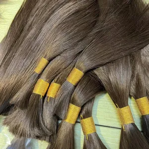 100% unprocessed natural brown color human raw hair bulk no weft on sell