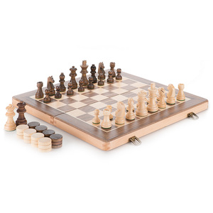 折叠木制国际象棋跳棋套装国王高度棋子德国骑士斯汤顿木制象棋手/山毛榉盒 - Product Image 4