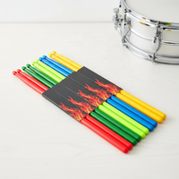 Custom Logo Durable Percussion Instrument Accessories 5A Plastic ABS Colourful Drumsticks Colorful Drum Sticks