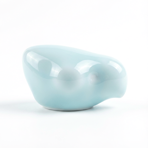 تمثال طائر سيراميك أزرق سماوي صغير بتصميم إسكندنافي لطيف، تمثال حيواني مجرد مزجج لتزيين غرفة المعيشة العصرية والمكتب والمنزل - Product Image 1