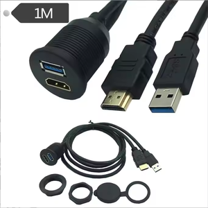 <span class=keywords><strong>Cable</strong></span> de Extensión USB Doble Impermeable IP67 de 1 m para Barco/Automóvil, Conector de Montaje Empotrado en Panel, AUX para Audio Estéreo de 3,5 mm, PVC, Monitor 4K - Product Image 6
