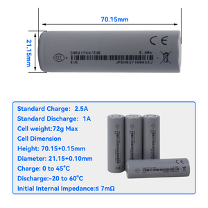 Batterie <span class=keywords><strong>Lithium</strong></span>-Ion Cylindrique EVE INR21700 50E 5000 mAh 3,65 V 3C 3,7 V 2000 mAh pour Vélo Électrique, Drone et Outil Électrique - Product Image 3