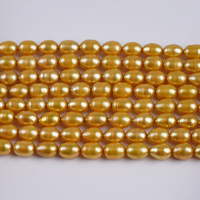 Brins de perles de culture d'eau douce teintes or des mers du Sud, forme riz, 7-8 mm, vente en gros pour la fabrication de bijoux