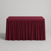 Housse de table rectangulaire personnalisée en spandex extensible avec jupe froncée intégrée pour hôtels, banquets, buffets et commandes de projets