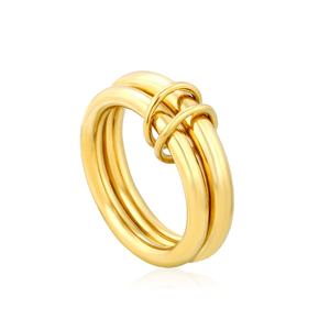 Anillos de Dedo Modernos de Acero Inoxidable con Doble Cadena Entrelazada, Chapados en Oro de 18K, Resistentes al Agua y al Deslustre, para Mujer - Product Image 1