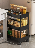 Étagère de rangement multi-niveaux mobile sur pied pour cuisine, salon, armoire - Chariot à collation pliable en plastique écologique