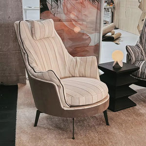 Fauteuil de salon de luxe en acier inoxydable et cuir, chaise individuelle pour la maison, l'hôtel, le bureau, personnalisable - Product Image 5