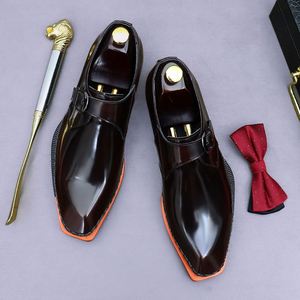 Chaussures de costume pour homme, en cuir verni, boutonnées, style anglais brillant, personnalisées - Product Image 2