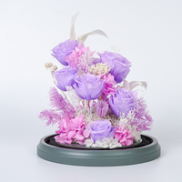 Rose éternelle multi-tiges sous cloche en verre – Décoration, cadeau Saint-Valentin et anniversaire