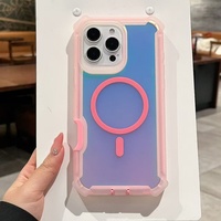 Coque de téléphone portable transparente antichoc en PC avec chargement sans fil, laser IMD et aimant spatial pour séries 13-17