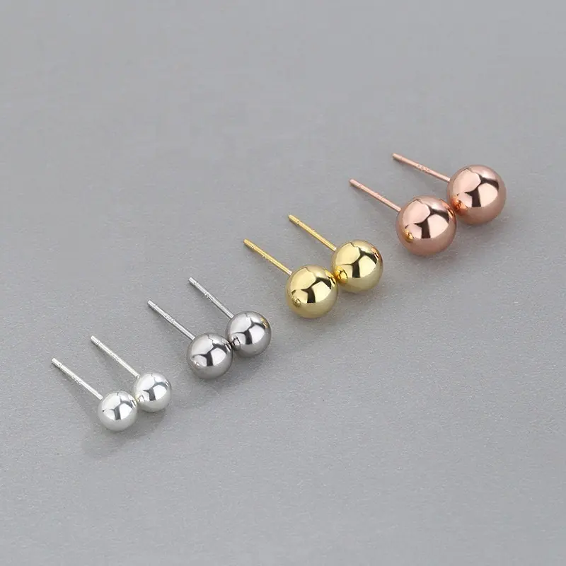 Hypoallergenic 925 Sterling Silver Stud Earrings for Women Different Sizes Tiny Earring mini Ball Studs for Multiple Piercings