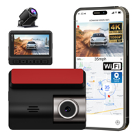 ADINKAM Cámara para Coche 4K+1080P con Doble Lente, Pantalla IPS de 3.0 Pulgadas, Grabador de Video, Control por WiFi y APP, GPS, Grabación en Bucle, Monitor de Estacionamiento 24h, WDR