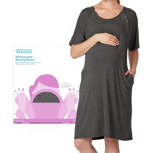 Bata de Parto <span class=keywords><strong>y</strong></span> Maternidad NZMAN para Hospital, con Cierre Fácil, Sin Etiquetas, con Acceso Piel a Piel <span class=keywords><strong>y</strong></span> Cobertura Completa en la Espalda - Product Image 1