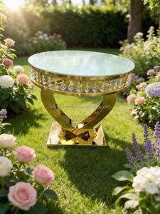 Luxury Wedding Decoration Gold <b>Stainless</b> <b>Steel</b> Heart-shaped Crystal Cake <b>Table</b> Dessert <b>Table</b> for Party Events - Product Image 1