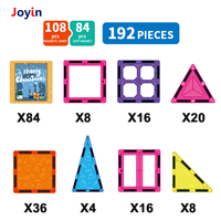 Tuiles magnétiques de Noël 108 pièces 7,5 cm, ensemble de construction Bonhomme de neige festif, 36 carrés, 20 triangles, 84 plaques en fer souple, jouet cadeau