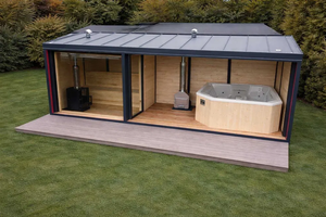 Sauna carré de luxe en <span class=keywords><strong>cèdre</strong></span> rouge canadien pour 2 personnes, 9 kW, grande cabine de jardin extérieure commerciale avec mur en verre panoramique complet - Product Image 5