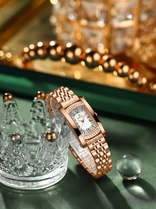 Reloj de cuarzo elegante de lujo para mujer, banda de acero inoxidable <span class=keywords><strong>Excel</strong></span>, reloj de pulsera informal vintage con diamantes luminosos - Product Image 3