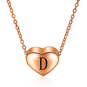 Collar de acero inoxidable color oro rosa con colgante de letra D para uso diario, ideal para regalo. - Product Image 1