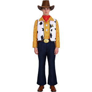 Disfraz de Woody de Toy Story para Adultos, Chaleco, Pantalones, Camisa, Sombrero, Cinturón, Pañuelo con Etiqueta, Disfraz de Anime para Halloween - Product Image 1