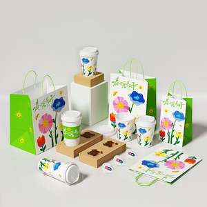 Wholesale Classic Durable Tote Bags Custom Printed Kraft Paper for Milk Tea <b>Packaging</b> and Dessert Shops - Product Image 3