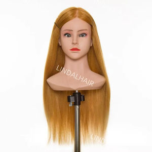 Tête de mannequin en <span class=keywords><strong>cheveux</strong></span> humains naturels LINDALHAIR avec épaules - Tête de perruque d'entraînement pour salon, école de beauté, toutes les couleurs/toutes les longueurs - Product Image 1