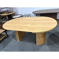 Table à manger industrielle ronde en fer et bois de manguier avec pieds en croix, table à manger en bois pour salle à manger