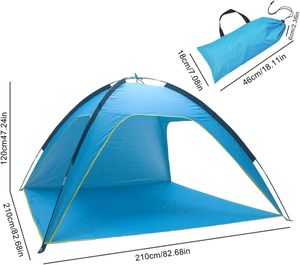 Tente de <span class=keywords><strong>plage</strong></span> extérieure avec protection UV 50+, abri pare-soleil, cabane pour le camping, les sports, les voyages, la pêche, le jardin - Product Image 6