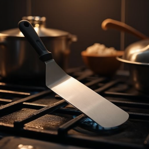 Spatola piatta nera in acciaio inox, utensile da cucina per cucinare e cuocere al forno - Product Image 3