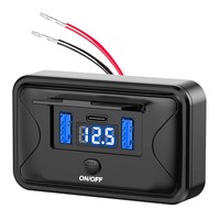Chargeur de voiture USB double QC3.0 & PD 3.0 avec panneau de commutation RV, prise murale avec couvercle étanche pour bateau marin 12V A