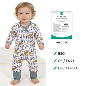 印花竹连指手套脚宝宝成长柔软舒适拉链宝宝竹子宝宝连裤 - Product Image 2