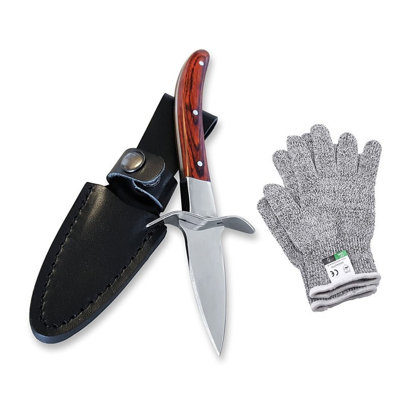 1 * Coltello per sgusciare ostriche + 1 paio di guanti resistenti al taglio