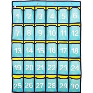 Organisateur mural suspendu pour salle de classe, 30 poches, rangement mural pour téléphones portables, calculatrices, usage au bureau - Product Image 1