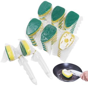 1pc Kitchen Sponge Wipe With Handle Cleaning Brush Bathroom Tile Glass  Cleaning Sponge Thickening Stain Removal Clean Brush