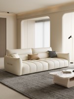 Canapé Chesterfield trois places en cuir véritable Mufang, design moderne et confortable de style mid-century, idéal pour appartement et maison familiale, dernier modèle