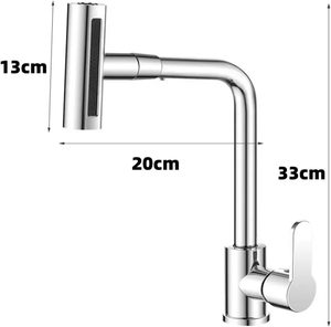 <span class=keywords><strong>Robinet</strong></span> de cuisine avec pulvérisateur 4 en 1 Cascade/Pluie/Courant/Pulvérisation Bec rotatif à 360 ° Utilitaire Acier inoxydable 201/304 - Product Image 4