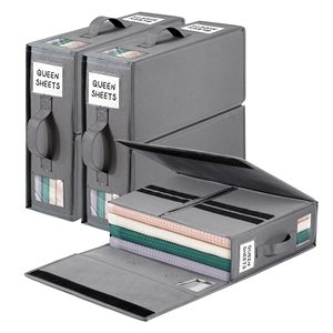 Foldable Bed <b>Sheet</b> Set Organizers and Storage Large Size Linen Fabric with Window and Label Under Bed Storage Box for Bedsheets - Product Image 1