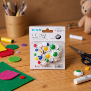 Occhi adesivi Ilan 20-15-10mm colori misti per artigianato 32 pezzi - Product Image 3