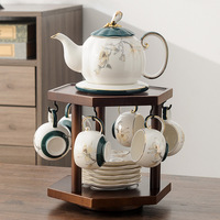 Service à thé en céramique chinoise moderne, durable, résistant à la chaleur, élégant, pour le thé de l'après-midi, théière et tasses, coffret cadeau, vaisselle pour le salon