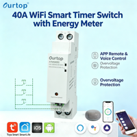 Ourtop Nouveau design Interrupteur minuterie intelligent WiFi 40A avec compteur d'électricité, compatible Alexa Google et fonction de mémoire