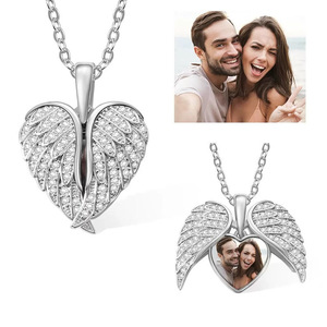 Collana Trendy in Acciaio Inossidabile Placcato Oro 18K con Ciondolo a <span class=keywords><strong>Cuore</strong></span> Aperto in Cristallo, Collana Personalizzata alla Moda per Coppie - Product Image 2