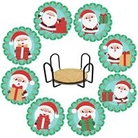 Kit Lukisan Berlian 5D DIY Kustom dengan Tempat Penyimpanan, Set Tatakan Cangkir Seni Berlian Akrilik Natal Santa Claus Rusa Salju Manusia Salju