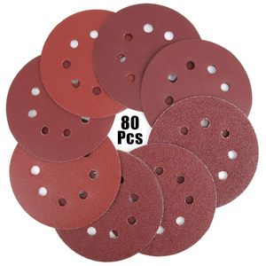 Disque de ponçage auto-agrippant en oxyde d'aluminium grain 120, 125 mm (5 pouces), 8 trous, rond, pour le polissage de meubles - Product Image 5