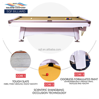 Billard professionnel S.Q.F 9FT pour la maison, 6ème génération, en bois massif, avec tapis vert et noir, ardoise et retour de balles