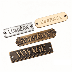 Etiquetas de <span class=keywords><strong>Metal</strong></span> Grabadas <span class=keywords><strong>en</strong></span> 3D Ecológicas, Autoadhesivas, con Logotipo de Marca Personalizado, Lavables, para Prendas de Vestir - Product Image 1