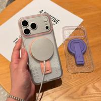 Nouvel étui pour iPhone 14 Pro Max avec support à paillettes et design anti-chute magnétique