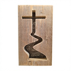 Escultura de Cruz de Madera para Pared, Arte Religioso Decorativo, Diseño Rústico para Decoración del Hogar, Sala de Estar, Navidad, Año Nuevo, Nacimiento de Bebé, Lavable - Product Image 4