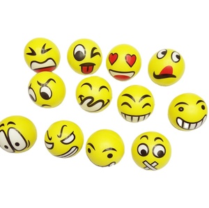 Custom Logo Smile Face Stress Ball Relieve Stress 6.3cm Soft Pu Foam Stress Ball <strong>Toy</strong> - Product Image 1